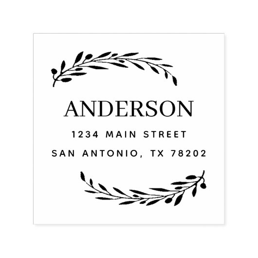 オリジナル作成 |オリーブ葉の差出人住所 セルフインキングスタンプ (デザイン)