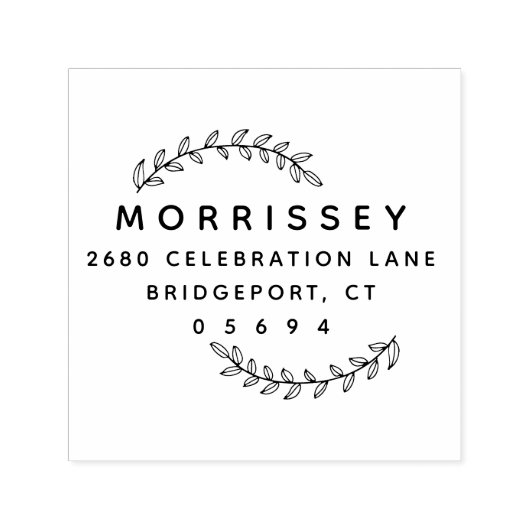 オリジナル作成 | モダンな葉のデザインの返信先住所スタンプ セルフインキングスタンプ (デザイン)