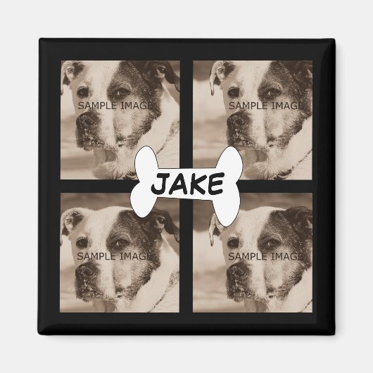 オリジナル作成 | 4ペット犬の写真Instagram マグネット (正面)