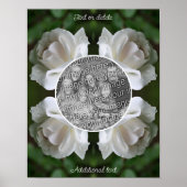 オリジナル写真から作成した繊細な白いバラの花と雨滴の抽象フレーム 自分だけの写真ポスターを作成 白い ポスター (正面)