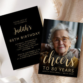オリジナル写真でお祝いしよう 80歳の誕生日パーティー 招待状