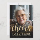 オリジナル写真でお祝いしよう 80歳の誕生日パーティー 招待状 (正面)