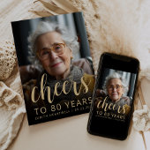 オリジナル写真で乾杯!80歳の誕生日パーティー 招待状