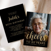 オリジナル写真で乾杯!80歳の誕生日パーティー 招待状