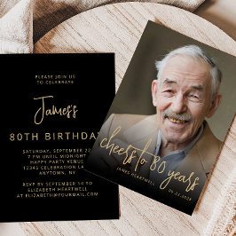 オリジナル写真で乾杯!80歳の誕生日パーティー 招待状