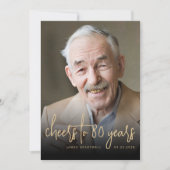 オリジナル写真で乾杯!80歳の誕生日パーティー 招待状 (正面)