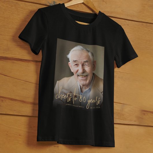 オリジナル写真で乾杯!80歳の誕生日パーティー Tシャツ