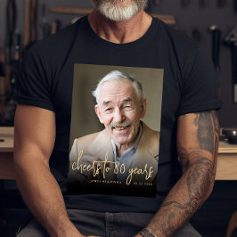 オリジナル写真で乾杯!80歳の誕生日パーティー Tシャツ