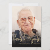 オリジナル写真で乾杯！90歳の誕生日パーティー 招待状 (正面)
