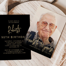 オリジナル写真で乾杯!90歳の誕生日パーティー 招待状