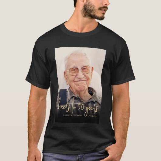 オリジナル写真で乾杯!90歳の誕生日パーティー Tシャツ (正面)