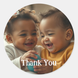 オリジナル写真とテキストステッカー ラウンドシール