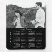 オリジナル写真と名前入り ブラック 2026年 カレンダー マウスパッド (正面)