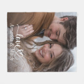 オリジナル写真と名前 カップル ラブ フリースブランケット (正面(横))