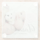 オリジナル写真と名前、テキストを入れたデザイン ガラスコースター (裏面)