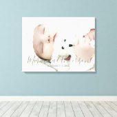 オリジナル写真と名前、テキストを入れたデザイン キャンバスプリント (インサイチュ (ウッドフロア))