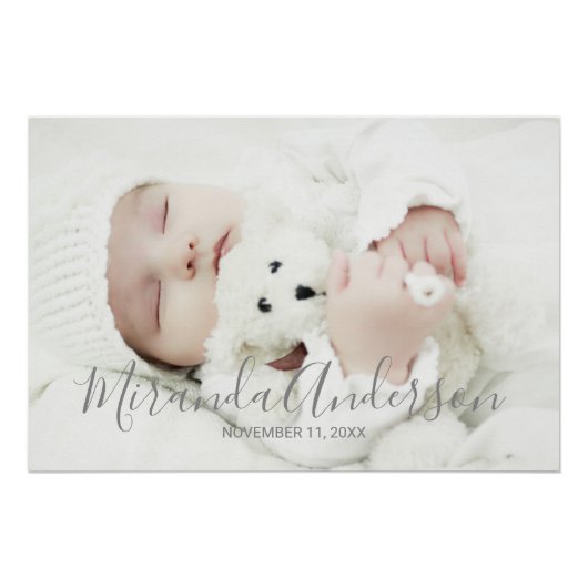 オリジナル写真と名前、テキストを入れたデザイン ポスター (正面)