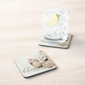 オリジナル写真と名前、テキストを入れた特別なギフト コースター (右側)