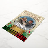 オリジナル写真のスノーグローブクリスマスカード 本物の金箔  箔シーズンカード (回転した状態)