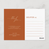 オリジナル写真のテラコッタ風感謝カード ポストカード (裏面)