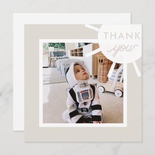 オリジナル写真の太陽の子供の誕生日 サンキューカード (正面/裏面)