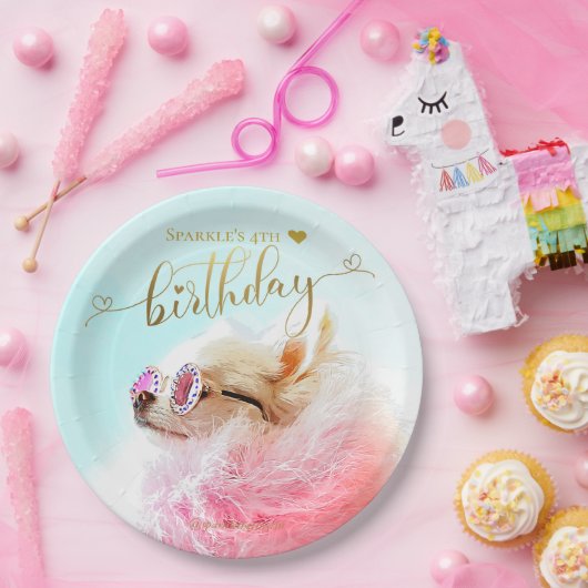 オリジナル写真の子犬の誕生日パーティー ペーパープレート (パーティー)