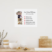 オリジナル写真の数字フレーム 結婚1周年 ポスター (キッチン)