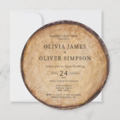 オリジナル写真の木の幹の納屋での結婚式 招待状 (正面)