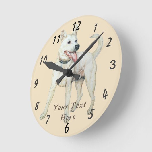 オリジナル写真の白人アメリカのブルドッグ ラウンド壁時計 (傾斜)