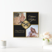 オリジナル写真の結婚記念日 スクエア壁時計 (ホーム)