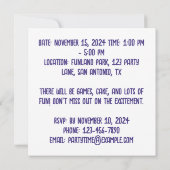 オリジナル写真の誕生日パーティー帽子 招待状 (裏面)