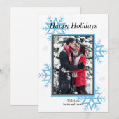 オリジナル写真の雪の結晶デザイン ホリデーカード (正面/裏面)