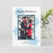 オリジナル写真の雪の結晶デザイン ホリデーカード (スタンド正面)