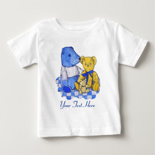 オリジナル写真の3つの可愛いヴィンテージteddies ベビーTシャツ (正面)