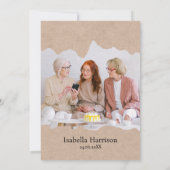 オリジナル写真を紙の背景に載せた退職デザイン 招待状 (裏面)