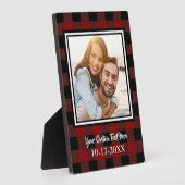 オリジナル写真を追加できるカスタムテンプレート　バフアローチェック柄 フォトプラーク (側面)