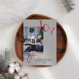 オリジナル写真を追加できるモダンなクリスマス カード Joy Candy Cane