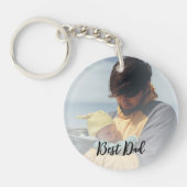 オリジナル写真アップロード |キーチカスタムェン最高のパパ キーホルダー (正面)