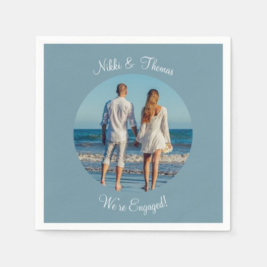 オリジナル写真エンゲージメントネーム カップルを作成 スタンダードカクテルナプキン (正面)