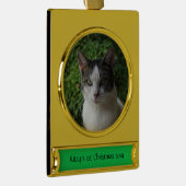 オリジナル写真オーナメント *お好きな画像/テキストを追加* ゴールドプレートバナーオーナメント (右)