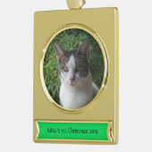 オリジナル写真オーナメント *お好きな画像/テキストを追加* ゴールドプレートバナーオーナメント (左)