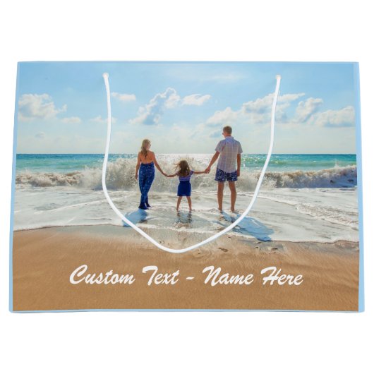 オリジナル写真ギフトバッグをカスタムテキスト名で作成 ラージペーパーバッグ (正面)