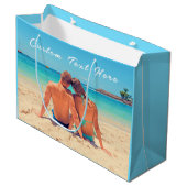 オリジナル写真ギフトバッグ - あなたのテキストでパーソナライズ ラージペーパーバッグ (正面アングル)