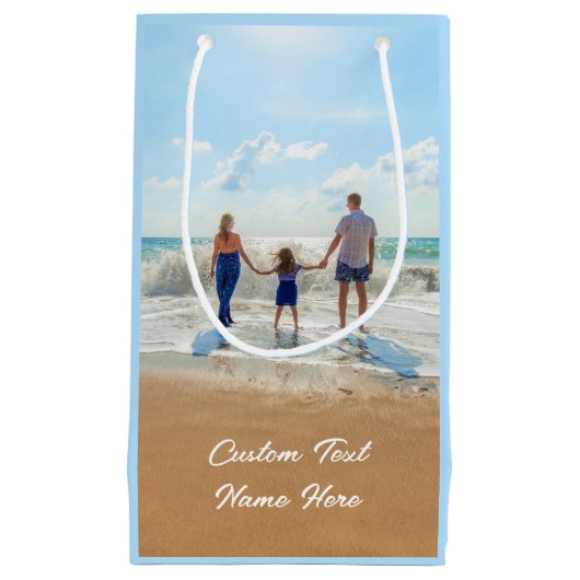 オリジナル写真ギフトバッグ - カスタムテキスト名入り スモールペーパーバッグ (正面)