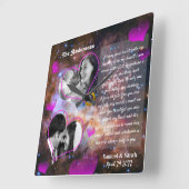 オリジナル写真コラージュ アニバーサリー、結婚 / ギャラクシー スクエア壁時計 (傾斜)