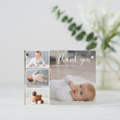 オリジナル写真コラージュ 現代風 サンキュー ベビーシャワー ポストカード (スタンド正面)