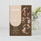 オリジナル写真コラージュ 1歳誕生日招待状 招待状 (スタンド正面)