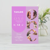 オリジナル写真コラージュ 1歳誕生日招待状 招待状 (スタンド正面)