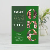 オリジナル写真コラージュ 1歳誕生日招待状 招待状 (スタンド正面)