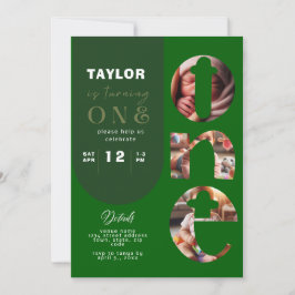 オリジナル写真コラージュ 1歳誕生日招待状 招待状